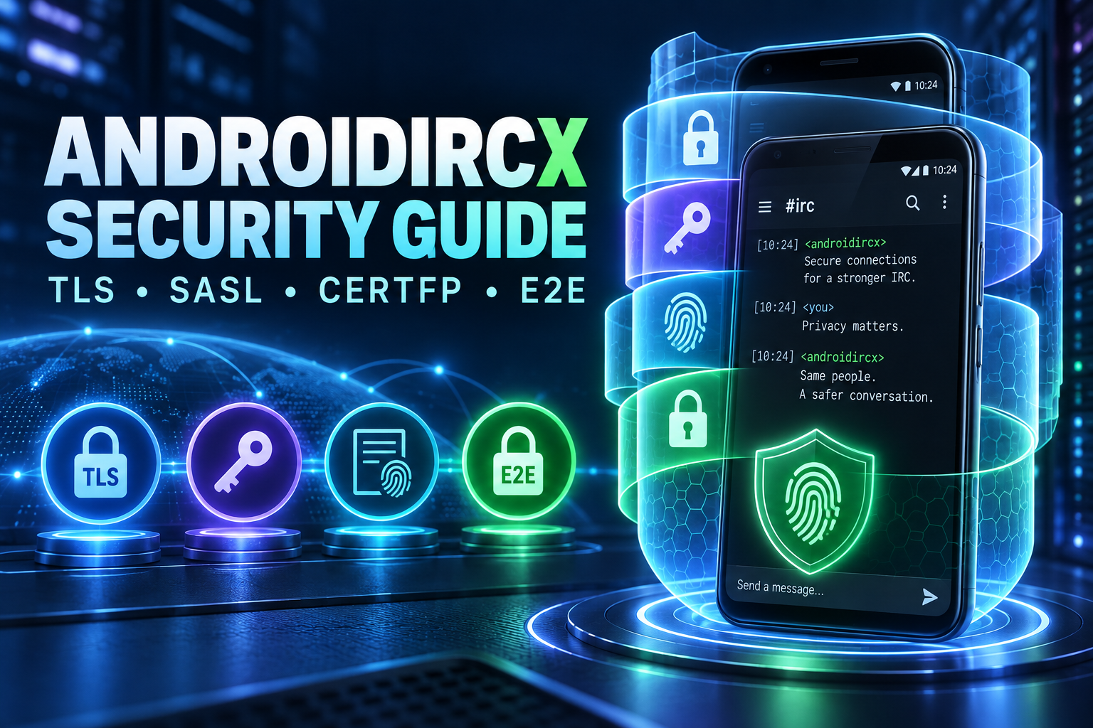 AndroidIRCX Security Guide: TLS, SASL, CertFP, E2E and App Lock